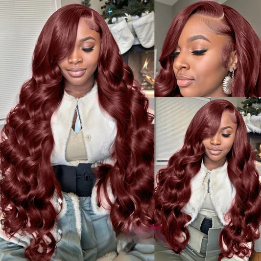 Malia Burgundy Red Body Wave HD Lace Front Human Hair Wig HEIRCENTRIC