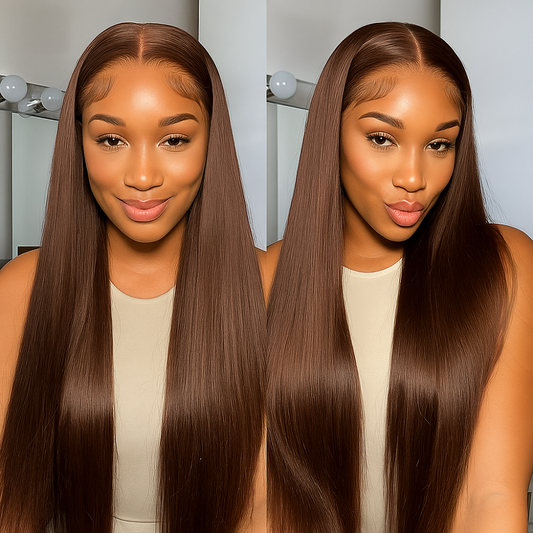 Sienna Brown Bone Straight Glueless Wig