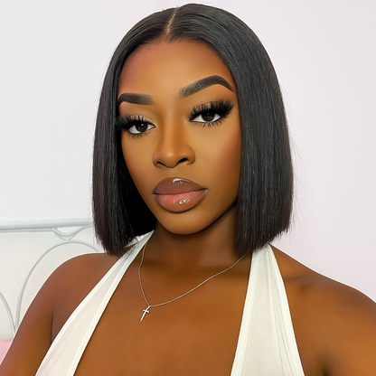 Eva Sleek Soft Black Straight Bob Glueless Wig