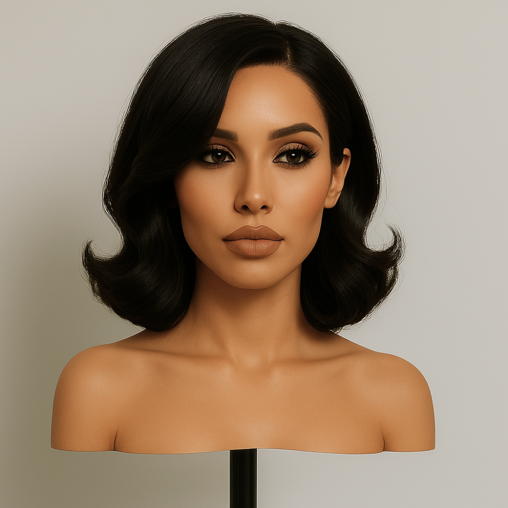 Olivia Soft Black Wavy Bob Glueless Wig