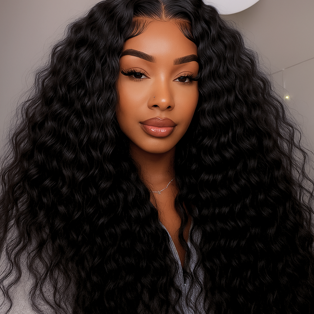 Skye Black Water Wave Deep Curly Glueless Wig