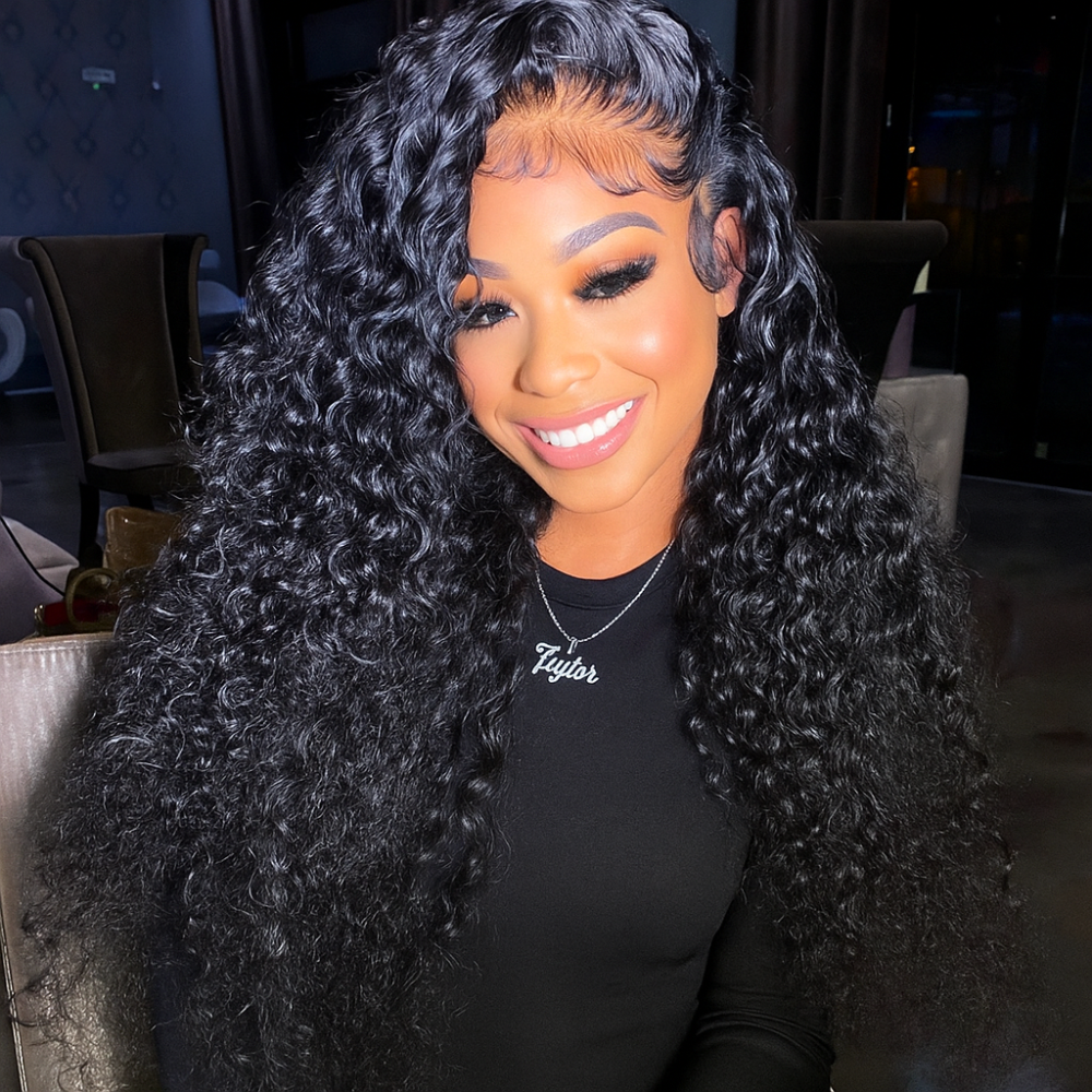 Alicia Natural Black Curly Deep Wave Glueless Wig