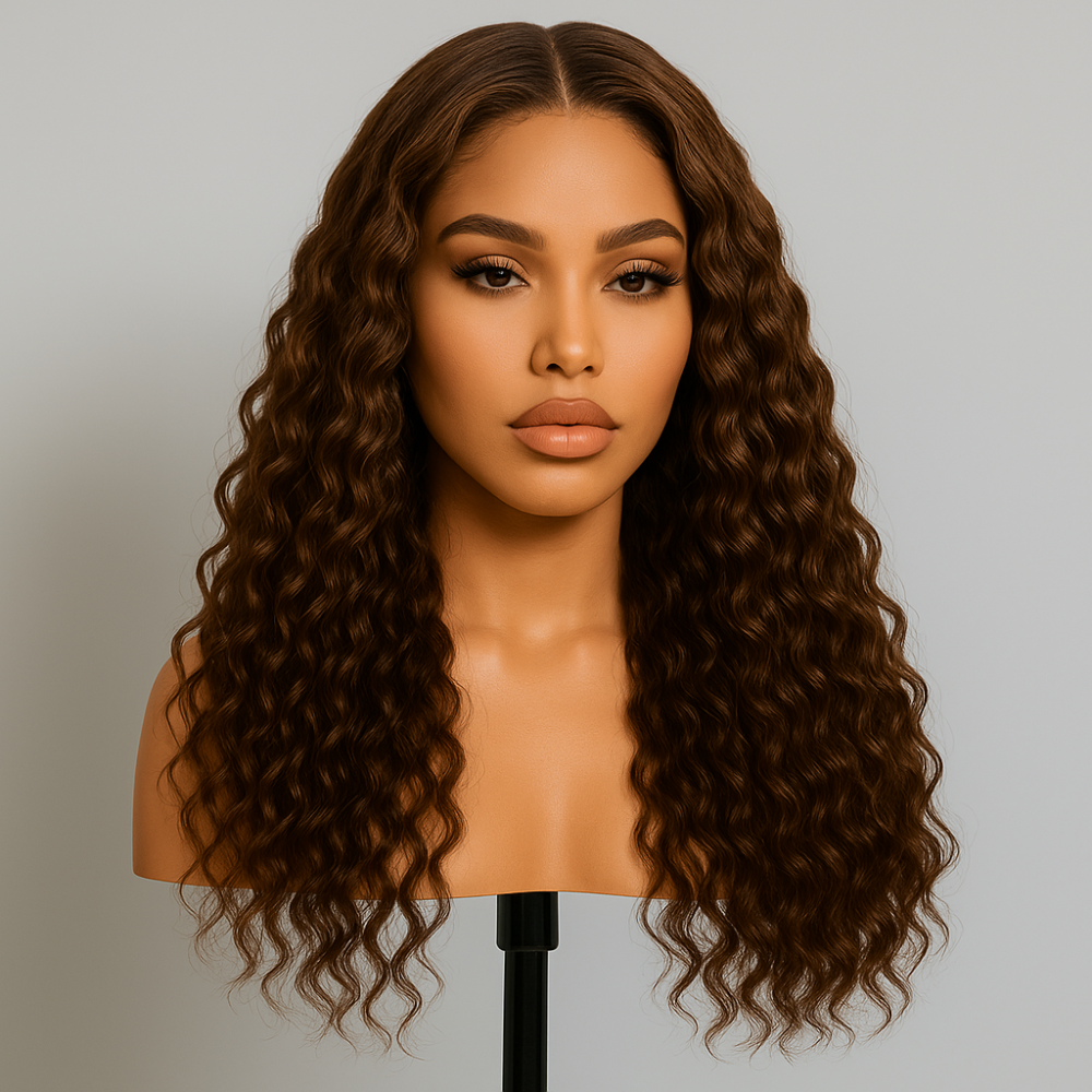 Mariah Chocolate Brown Deep Wave Curly 360 Glueless Wig