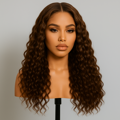 Mariah Chocolate Brown Deep Wave Curly 360 Glueless Wig