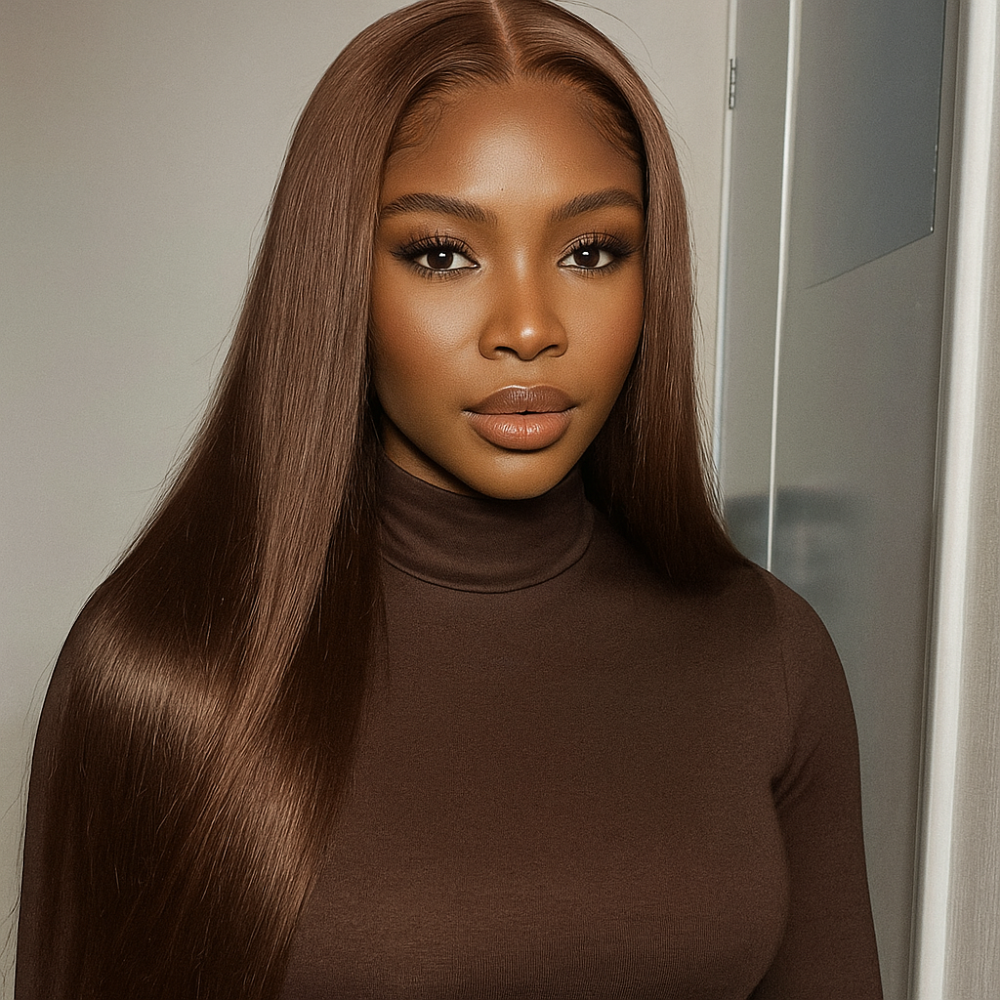 Malika Sleek Chestnut Brown Straight Glueless Wig