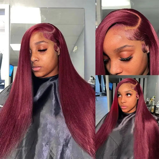 Scarlett Burgundy Straight Remy Brazilian HD Lace Front Human Hair Wig