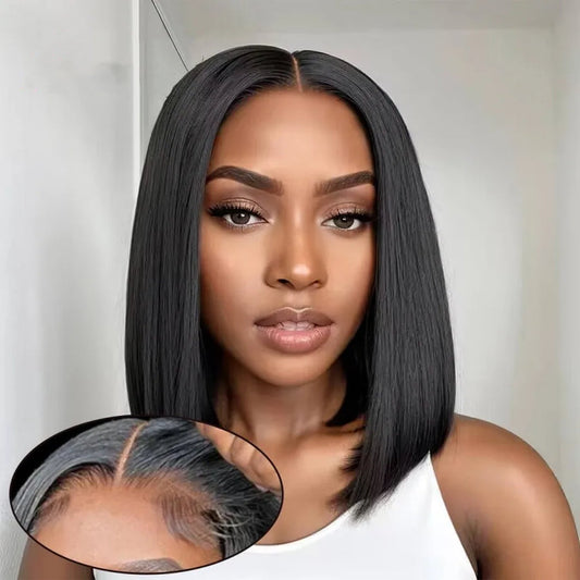 Eva Sleek Natural Brown Straight Bob HD Lace Front Human Hair Wig HEIRCENTRIC