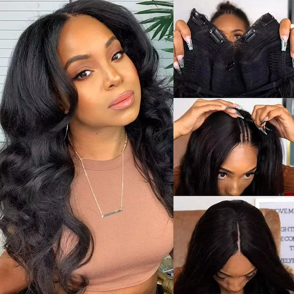 Isadora V/U Part Wig No Leave Out Remy Loose Body Wave Brazilian Human Hair Wig