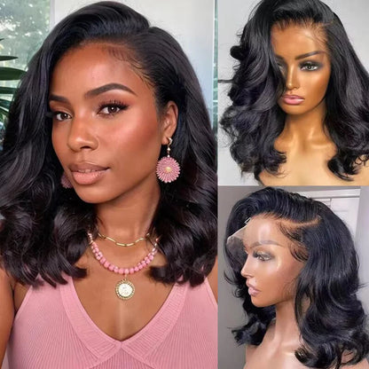 Margot Remy Soft Black Short Body Wave HD Lace Front Human Hair Wig