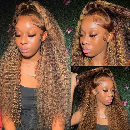 Ariel Brown Highlight Deep Wave HD Lace Front Human Hair Wig HEIRCENTRIC