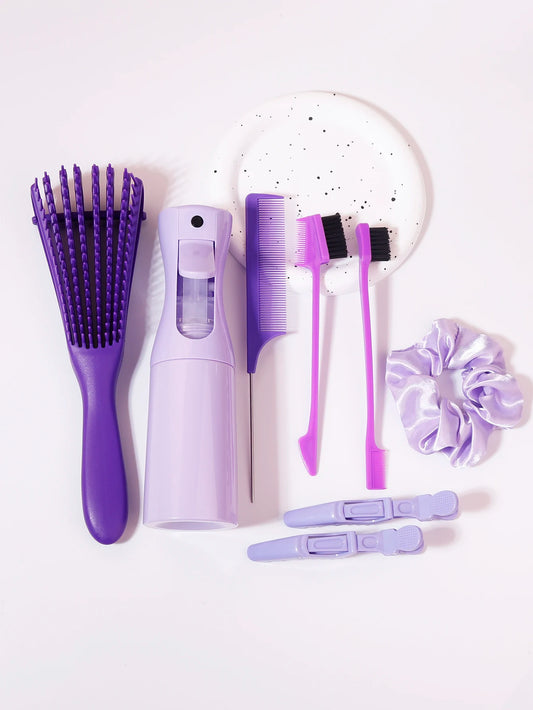 8-Piece Hair Brush Set PURPLE