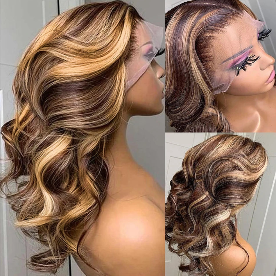 Tessa Honey Blonde Highlight Body Wave HD Lace Front Human Hair Wig HEIRCENTRIC