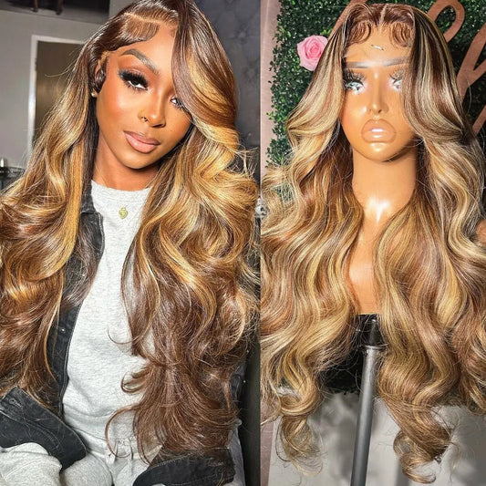 Tessa Honey Blonde Highlight Body Wave HD Lace Front Human Hair Wig HEIRCENTRIC