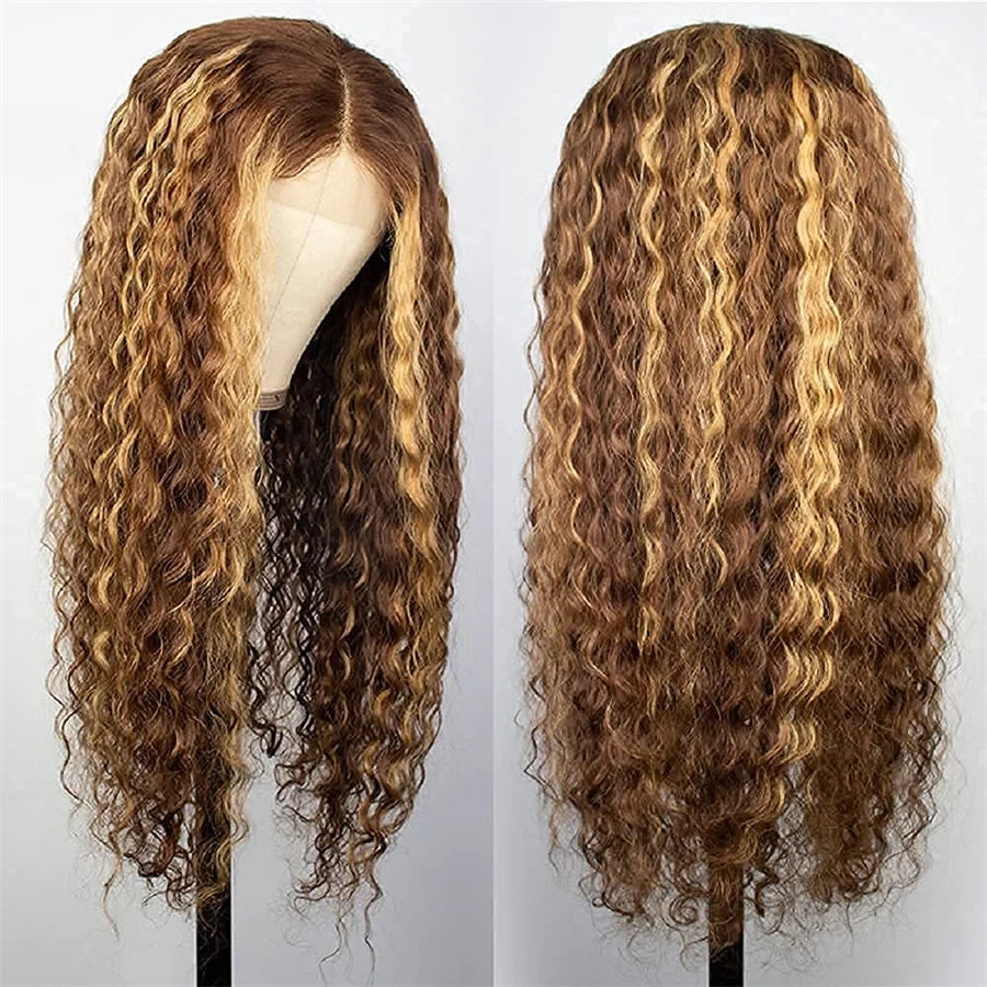 Ariel Brown Highlight Deep Wave HD Lace Front Human Hair Wig HEIRCENTRIC