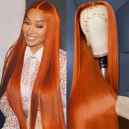 Celeste Orange Ginger Straight Brazilian HD Lace Front Human Hair Wig