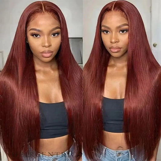 Elle Reddish Brown Straight Brazilian HD Lace Front Human Hair Wig HEIRCENTRIC