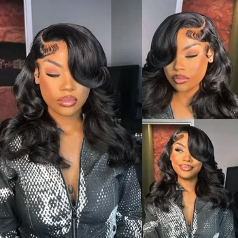 Olivia Brazilian Soft Black Short Body Wave HD Lace Front Human Hair Wig