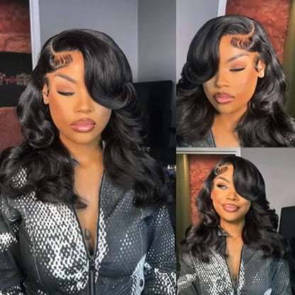 Olivia Brazilian Soft Black Short Body Wave HD Lace Front Human Hair Wig