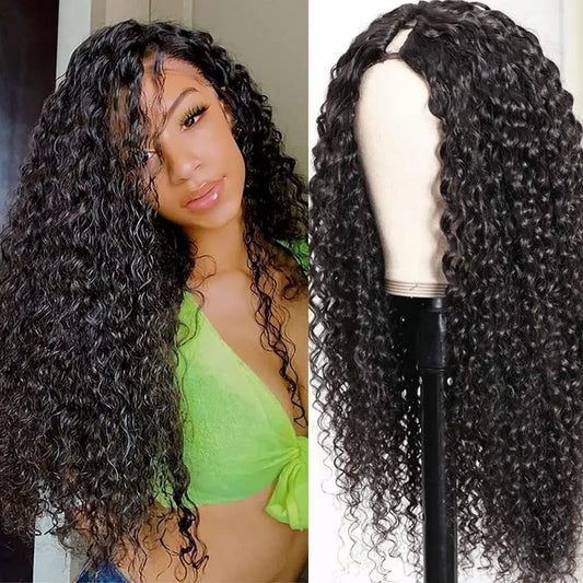 Florence V/U Part Wig No Leave Out Deep Curly Brazilian Human Hair Wig