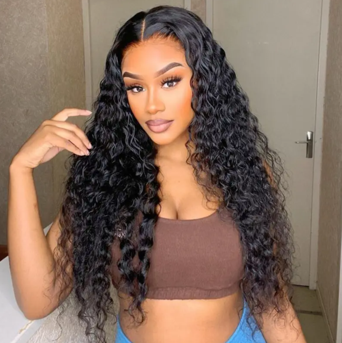 Lola Black Brazilian Water Wave HD Lace Front Human Hair Wig