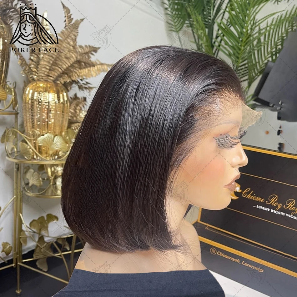 Selene Brown Bone Straight Short Bob HD Lace Front Human Hair Wig HEIRCENTRIC