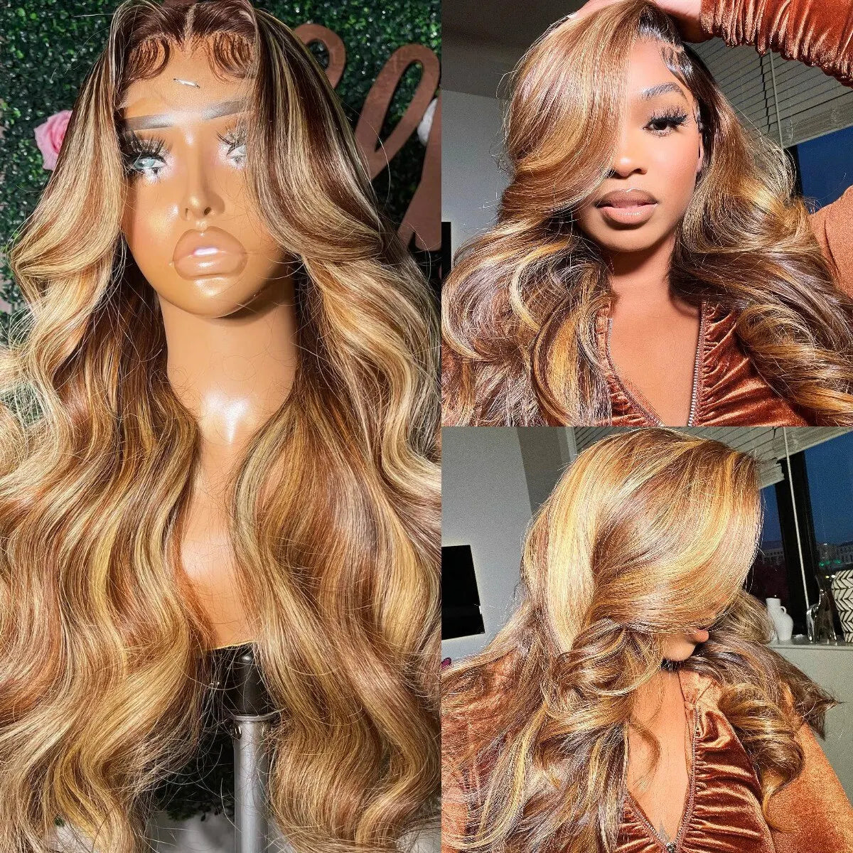 Tessa Honey Blonde Highlight Body Wave HD Lace Front Human Hair Wig HEIRCENTRIC