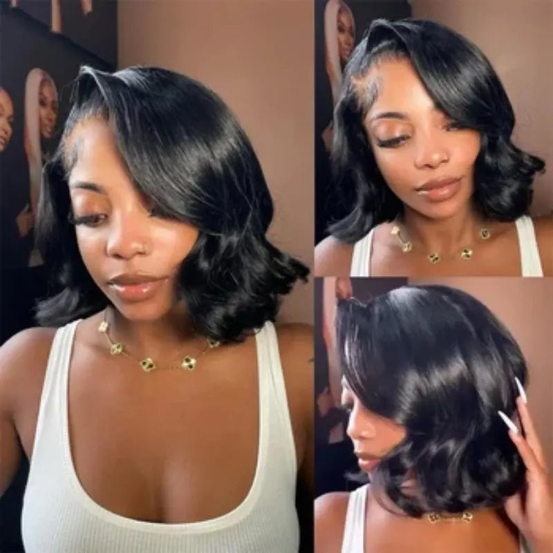 Olivia Brazilian Soft Black Short Body Wave HD Lace Front Human Hair Wig