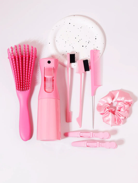 8-Piece Hair Brush Set PINK