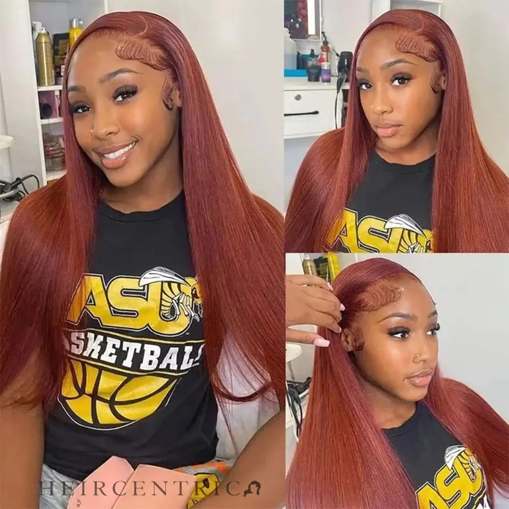 Elle Reddish Brown Straight Brazilian HD Lace Front Human Hair Wig HEIRCENTRIC