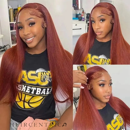 Elle Reddish Brown Straight Brazilian HD Lace Front Human Hair Wig HEIRCENTRIC