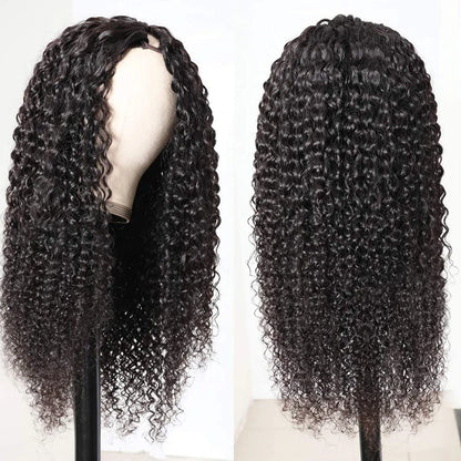 Majestic V/U Part Wig No Leave Out Deep Curly Brazilian Jerry Curl Human Hair Wig