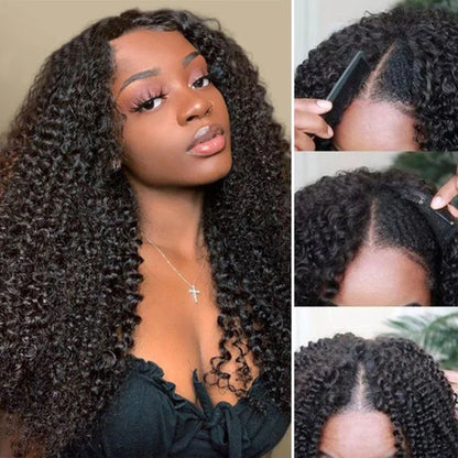 Majestic V/U Part Wig No Leave Out Deep Curly Brazilian Jerry Curl Human Hair Wig