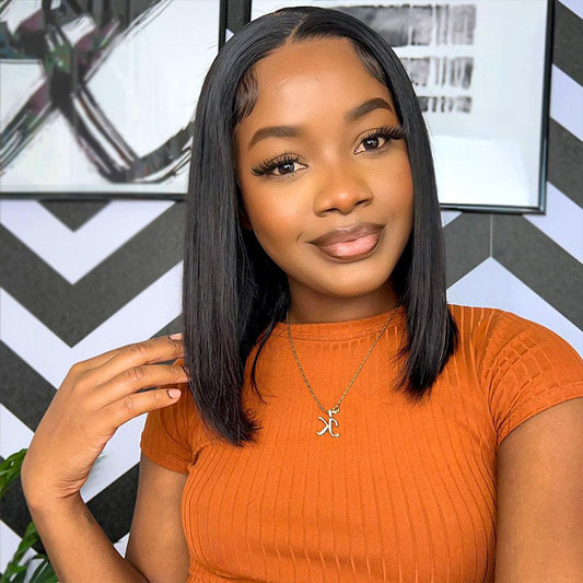 Selene Brown Bone Straight Short Bob HD Lace Front Human Hair Wig